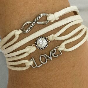 5/$25 White Love Infinity Bracelet